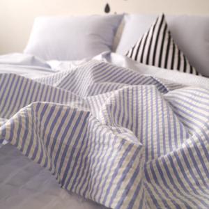 stripe summer bedding [면 리플] sky blue