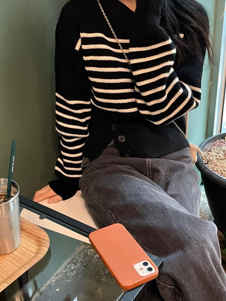 (재진행)이프 스트라이프 니트(2col)