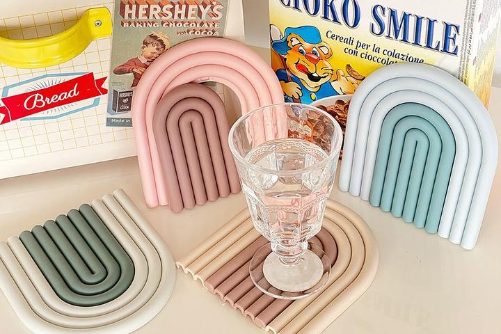 [5%쿠폰]아치형 실리콘 냄비받침 고온패드 티코스터 4colors