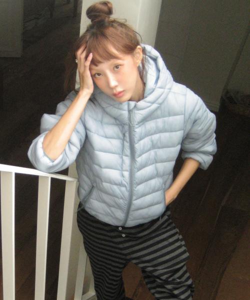 경량 후드 패딩_스카이블루