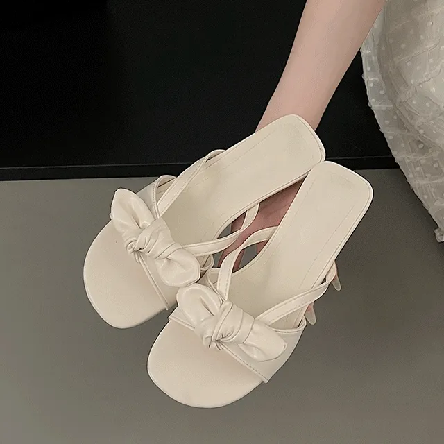 모브 발레코어 리본 스트랩 뮬 샌들 슬리퍼(3cm)