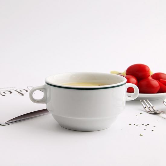 폴바살 이사바 양손스프볼 250ml 그린라인 도자기식기 홈카페 디저트 아이스크림볼