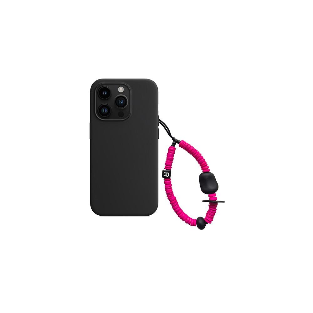 nature beads phone strap short magenta