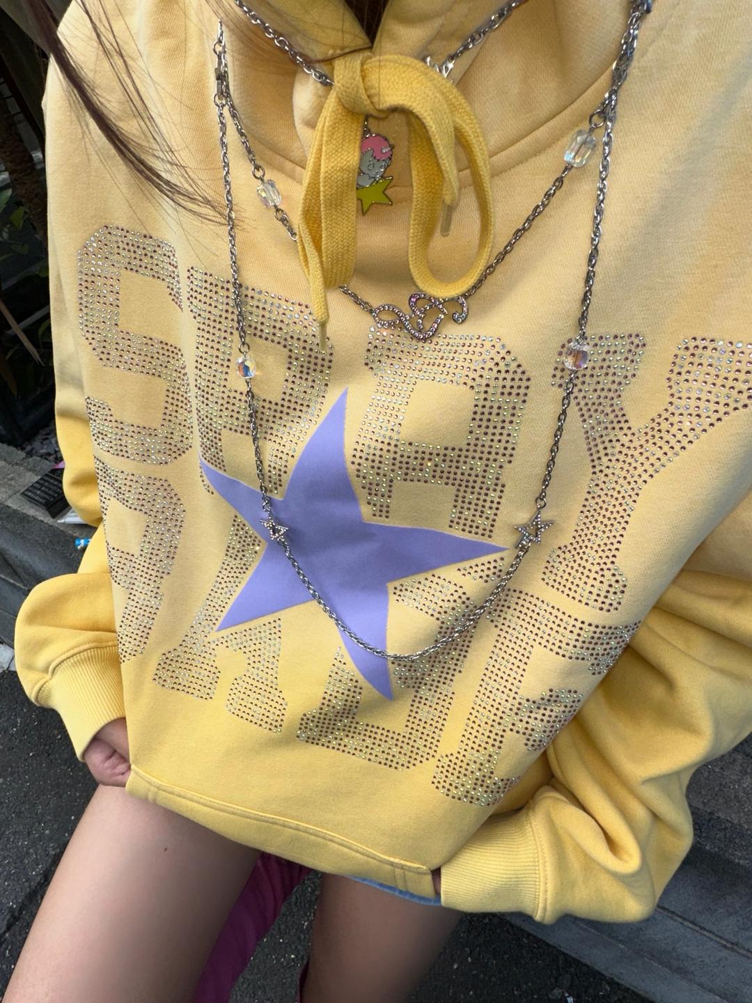 Yellow Star Pattern Hoodie Sweatshirt