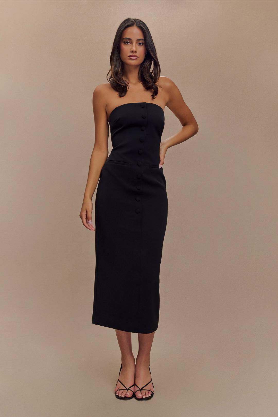 Sussan Strapless Midi Dress - Black - XXS