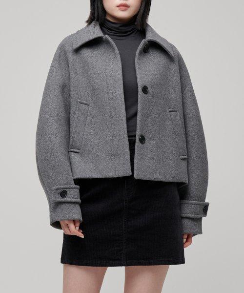 우먼즈 캐시미어 블렌드 쇼트 맥 코트 [미디엄 그레이]