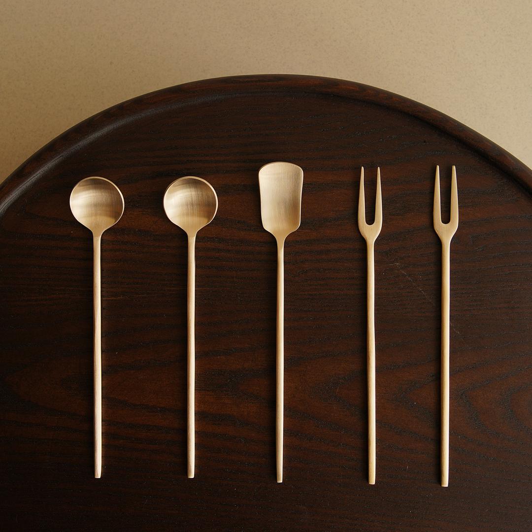 놋담 방짜유기 체리 티스푼 티포크 5P