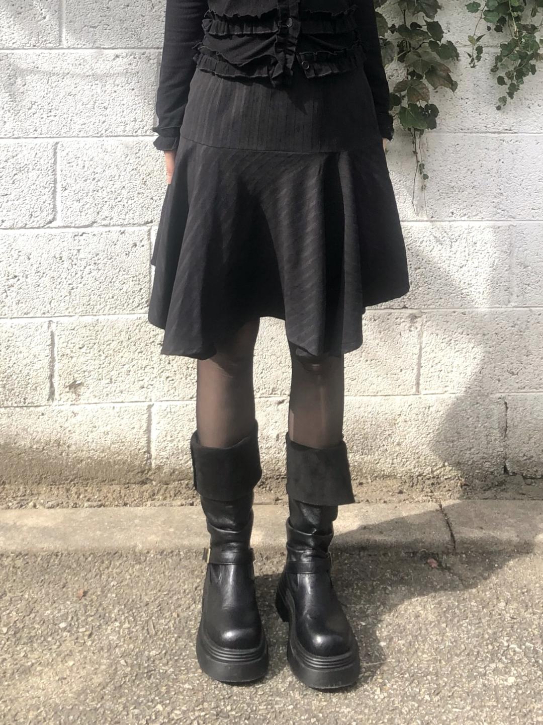 Serin Stripe Suede Skirt(2 color)