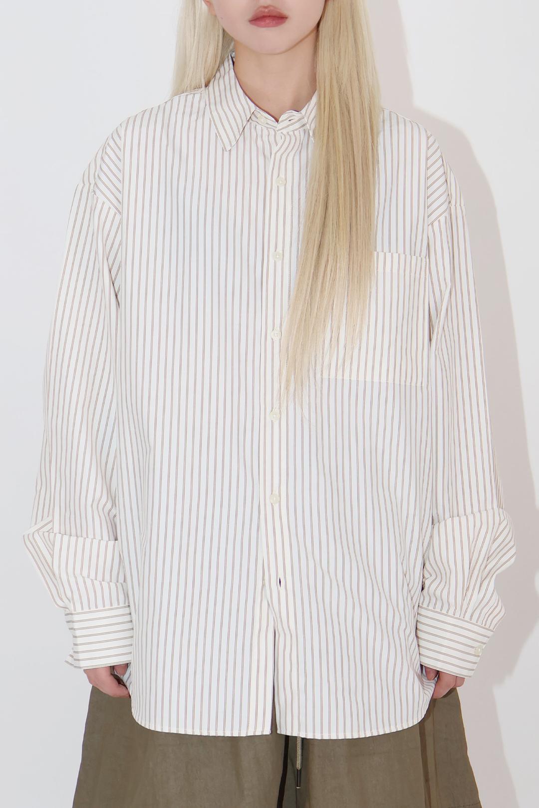 스트라이프 텐셀 코튼 오버 셔츠