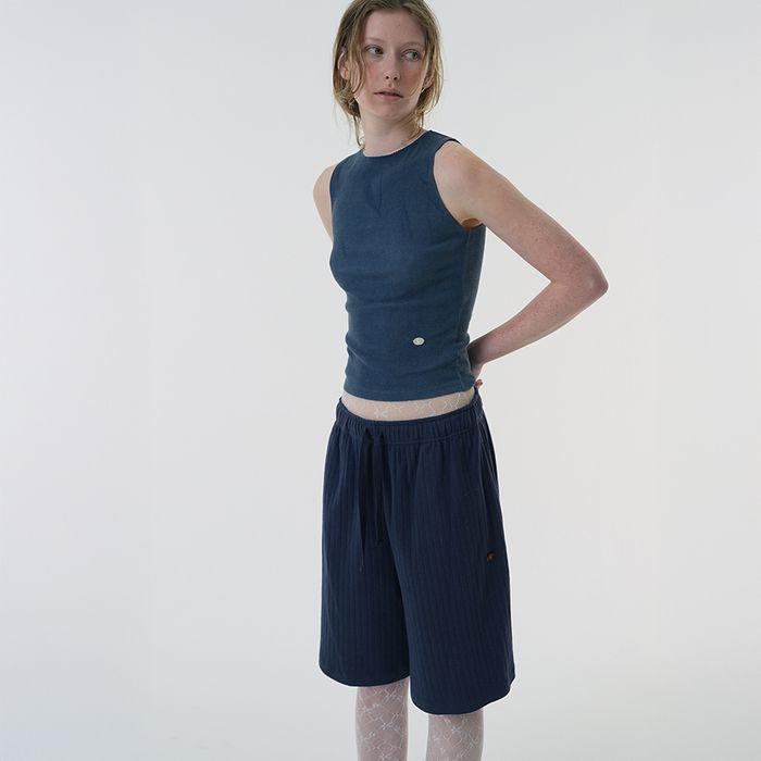 POINTELLE LOW RISE BERMUDA SHORTS_NAVY BLUE