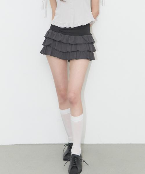 보우 캉캉 스커트 팬츠 차콜