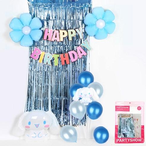 파티쇼 시나모롤 생일 파티 캐릭터 풍선 장식세트, 라이트블루, 1세트 - 홈파티세트 | 쿠팡
