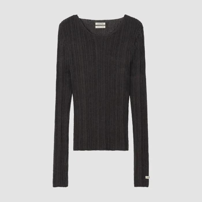 MOHAIR RIB KNIT TOP_CHARCOAL