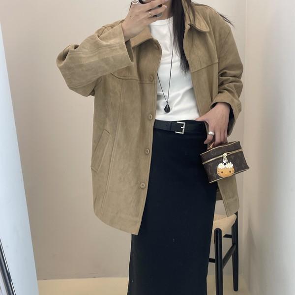 턴 스웨이드 하프 자켓