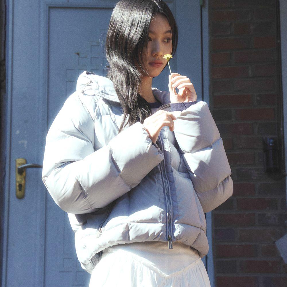 RAGLAN PUFFER JACKET GRAY BLUE