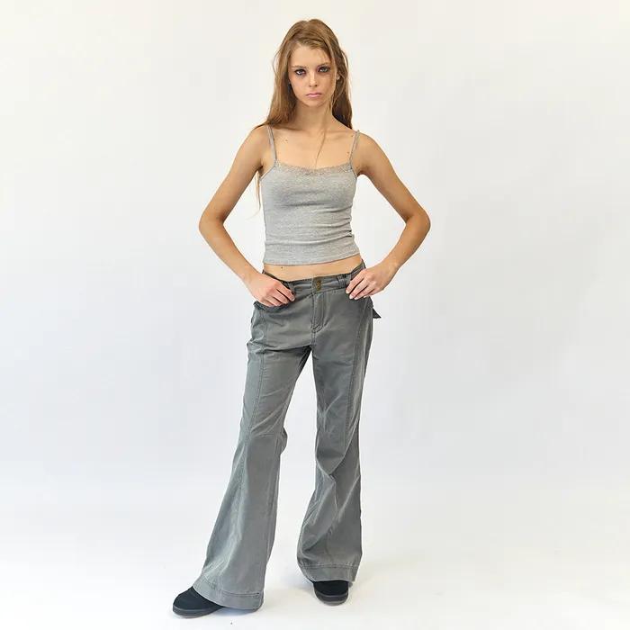 Ash Semi Flared Pants Charcoal