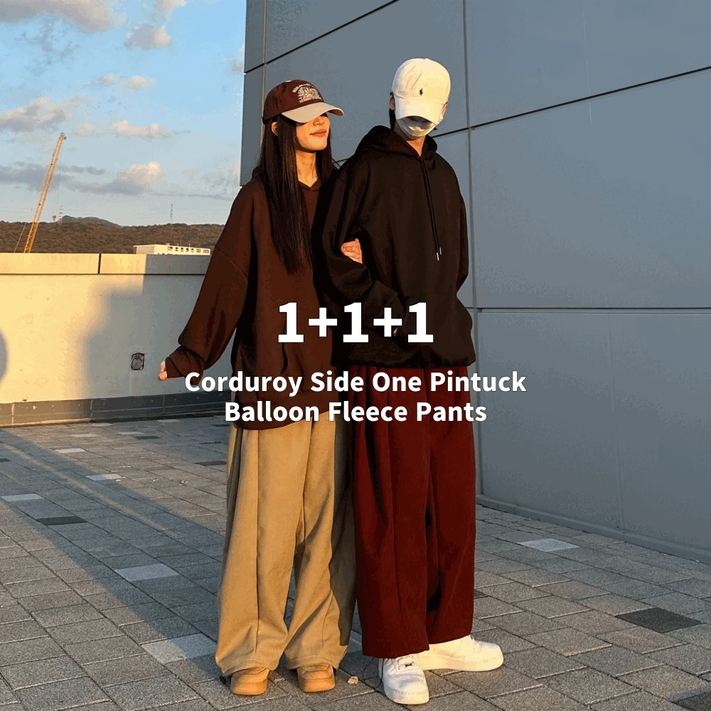 [HOT🥵] 1+1+1 코듀로이 사이드 원 핀턱 벌룬 기모 팬츠