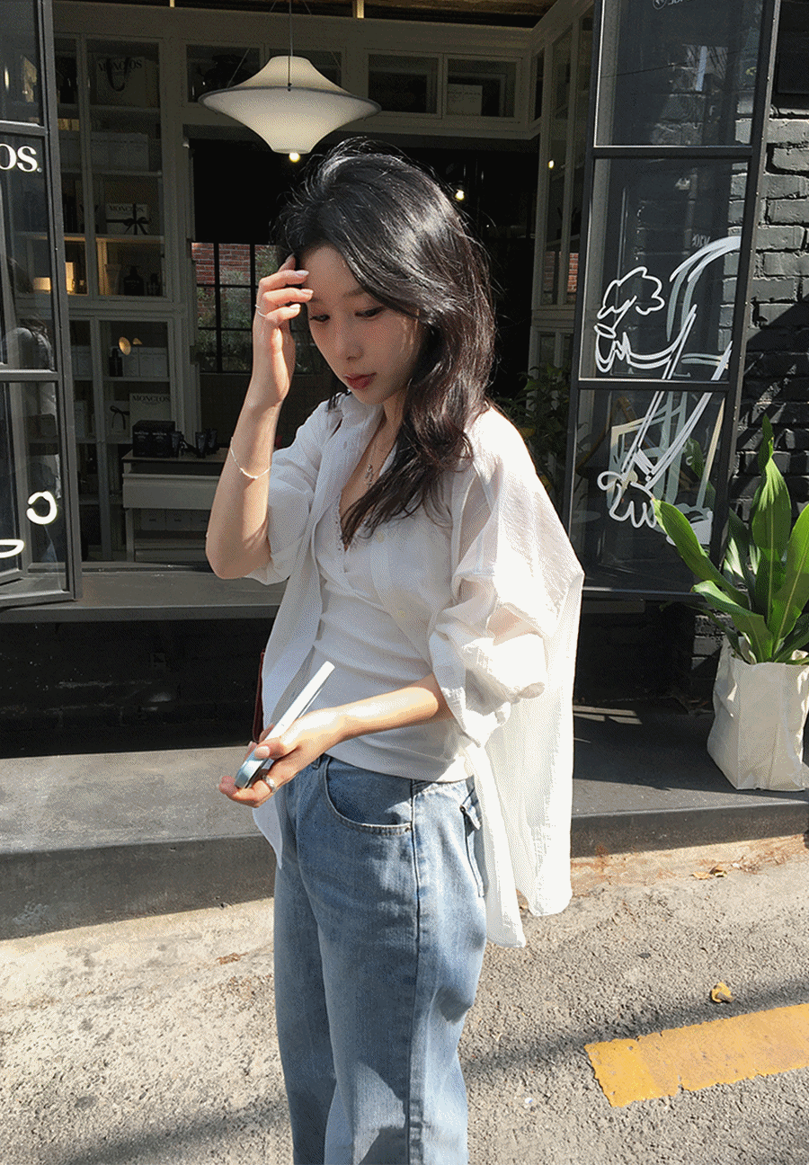 센느 여름 실크 스트라이프 셔츠 3color