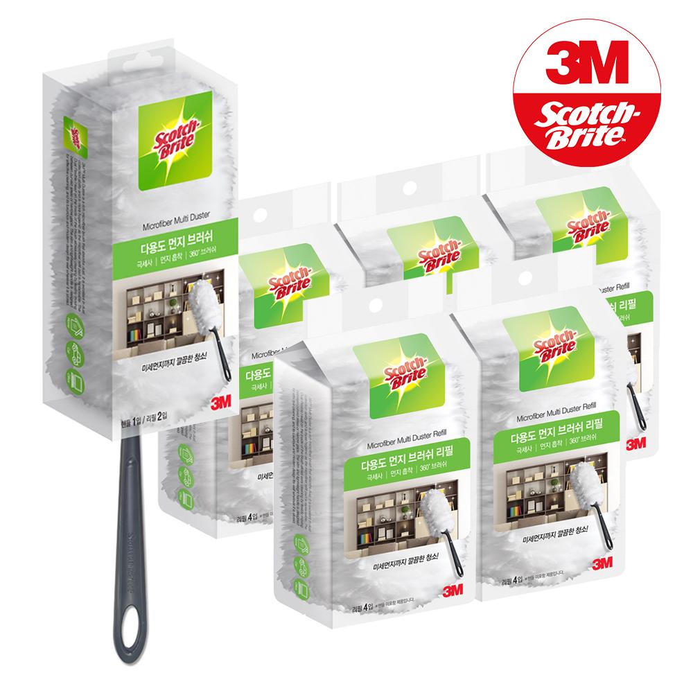 3M 스카치브라이트 일회용 먼지떨이 핸들+리필22입 먼지털이개 미세먼지 정전기 흡착청소포