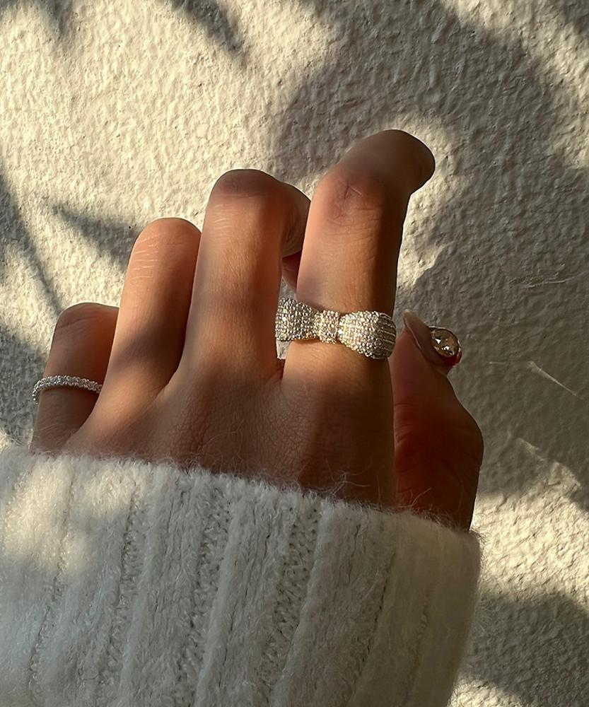 [무배] 실버 925 하이 퀄리티 큐빅 리본 볼륨 반지 D day 디데이