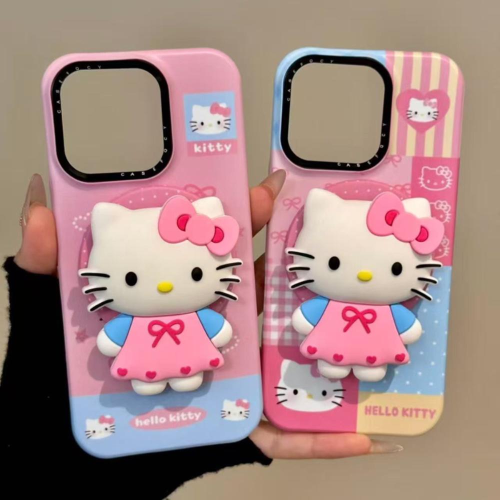 블루 핑크 키티 입체형 그립톡 아이폰17 케이스