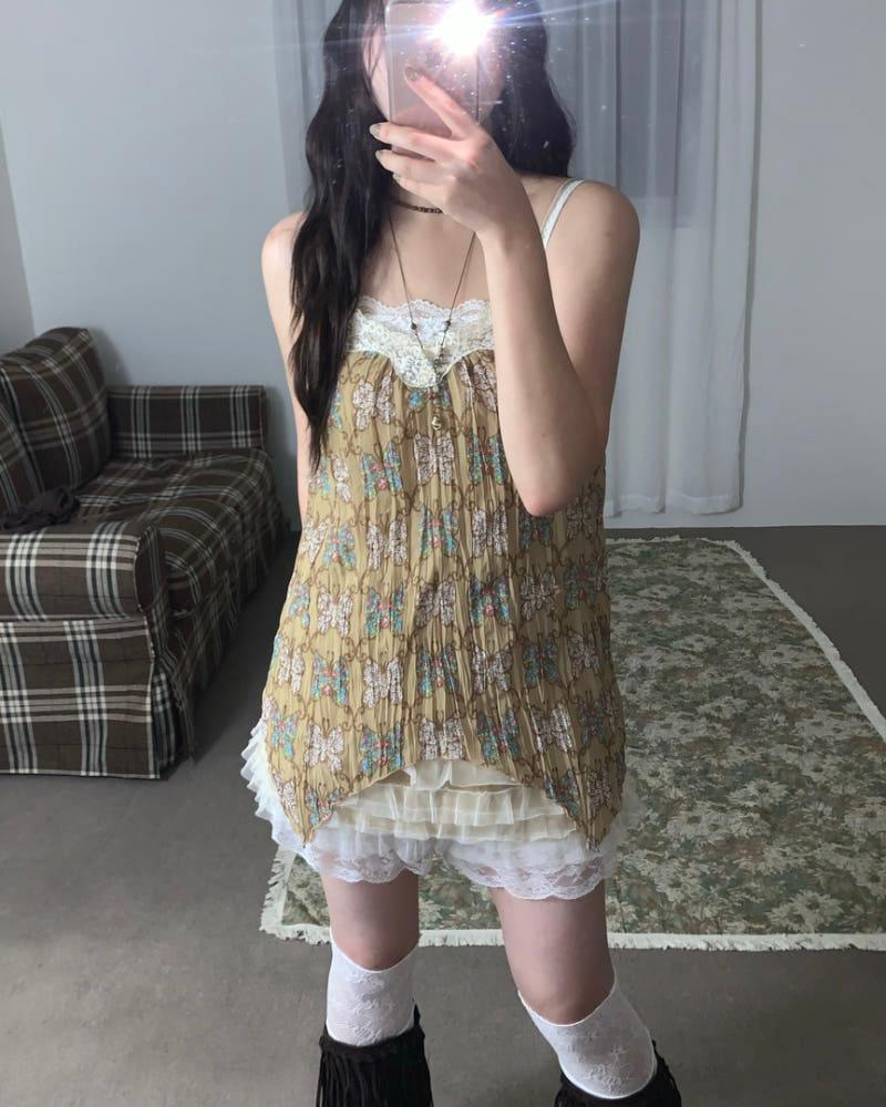 [중고] [Vintage] butterfly frill sleeveless