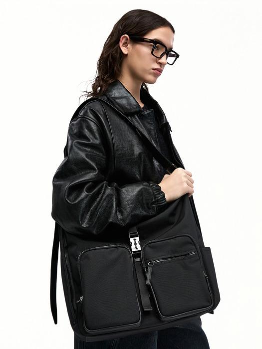 Hey Double Pocket Cordura Hobo M (헤이 더블 포켓 코듀라 호보 미듐) Black
