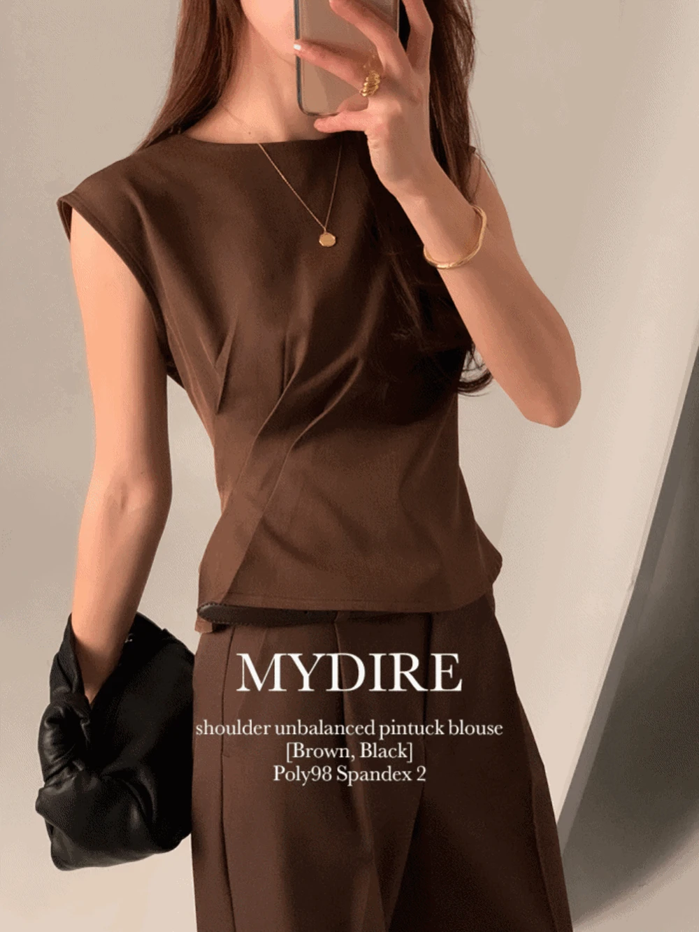 숄프 언발 핀턱 블라우스 2color