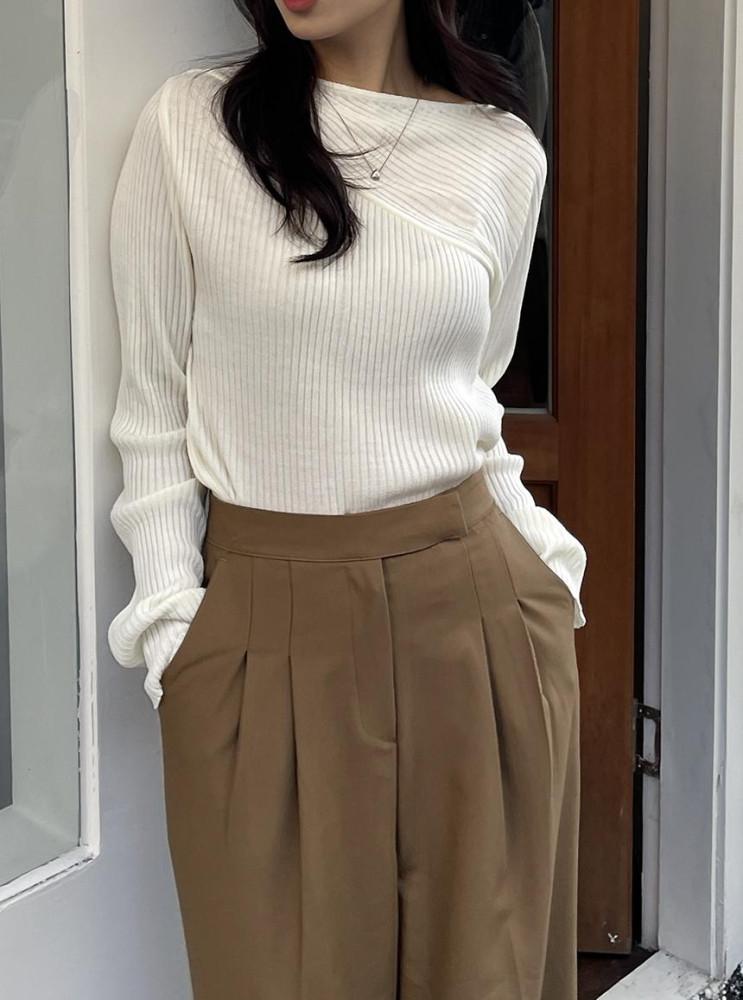 애니 언발 보트 니트 4col