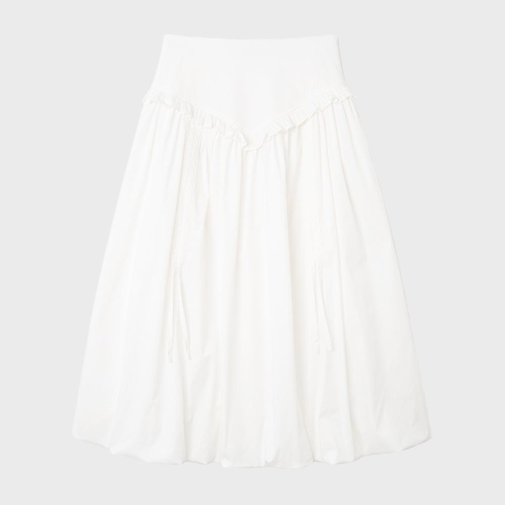 벌룬 셔링 맥시 스커트 [화이트]