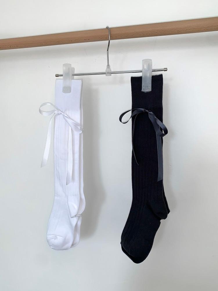 (3color) ribbon knee socks 리본 양말 리본 니삭스