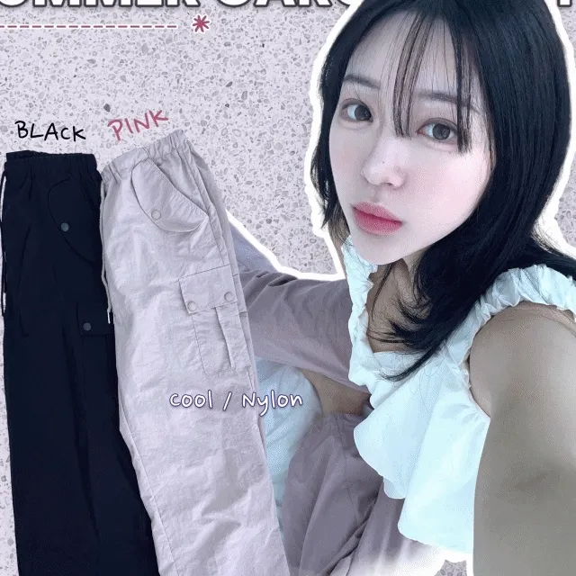 [cool,nylon100%] summer strap cargo pants / 2color / y2k