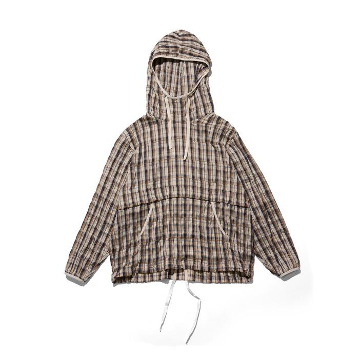 Check Hoodie Anorak Beige