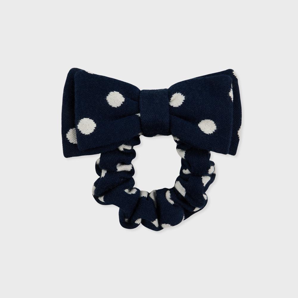 ribbon hair scrunchie navy dot