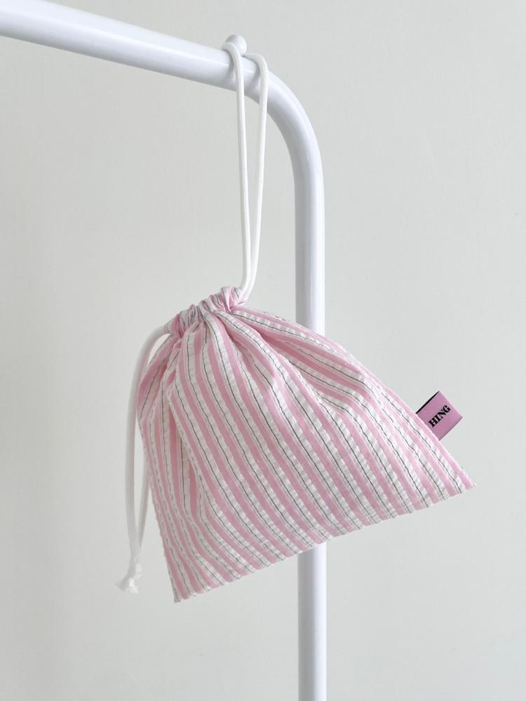 글리터 핑크 스트링 파우치