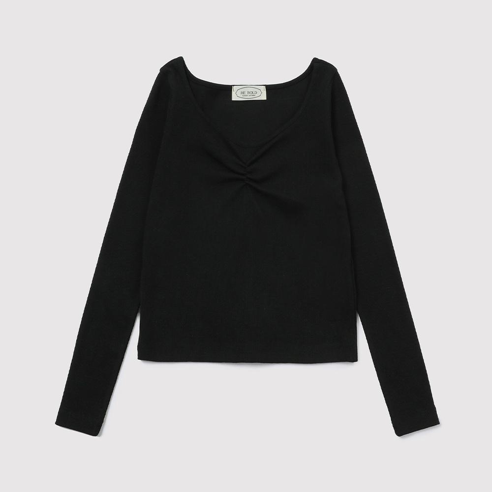 Heart Shirring T_(Black)