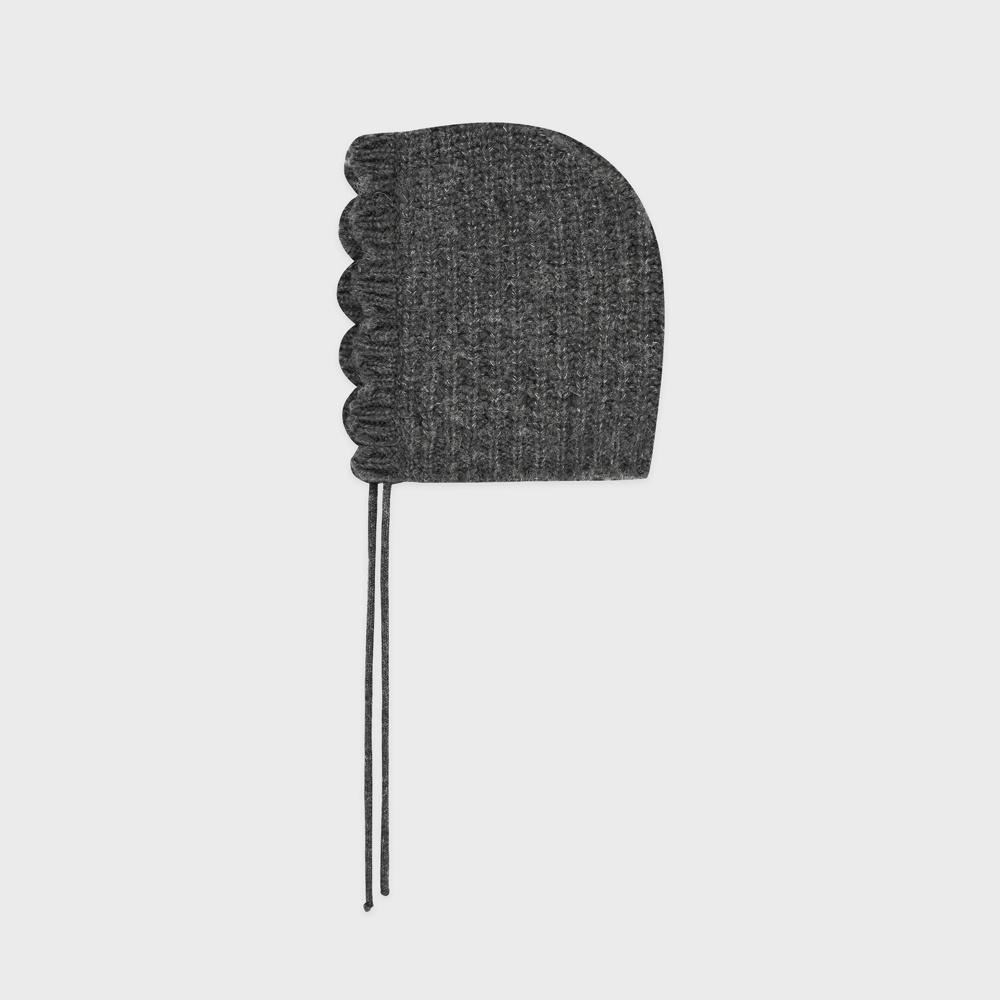 Knit Bonnet Hat (Dark Melange Grey)
