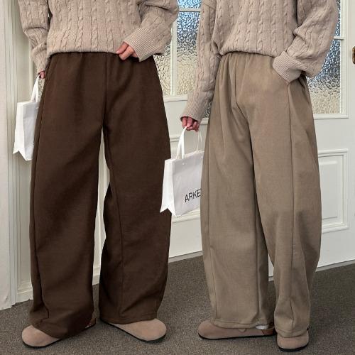 [1+1할인][일반/기모] 코르 밴딩 코듀로이 옆트림 옆셔링 골지 와이드 팬츠 6410