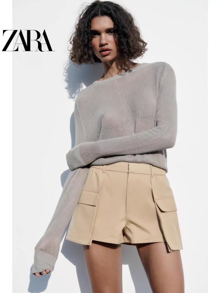 자라 여성 카고 반바지 라이트브라운 구르카 포켓 팬츠