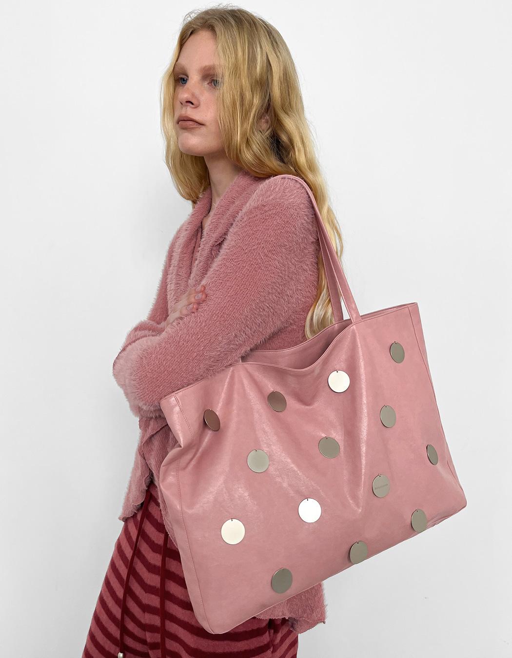 METALLIC DISC SHOPPER BAG, PINK