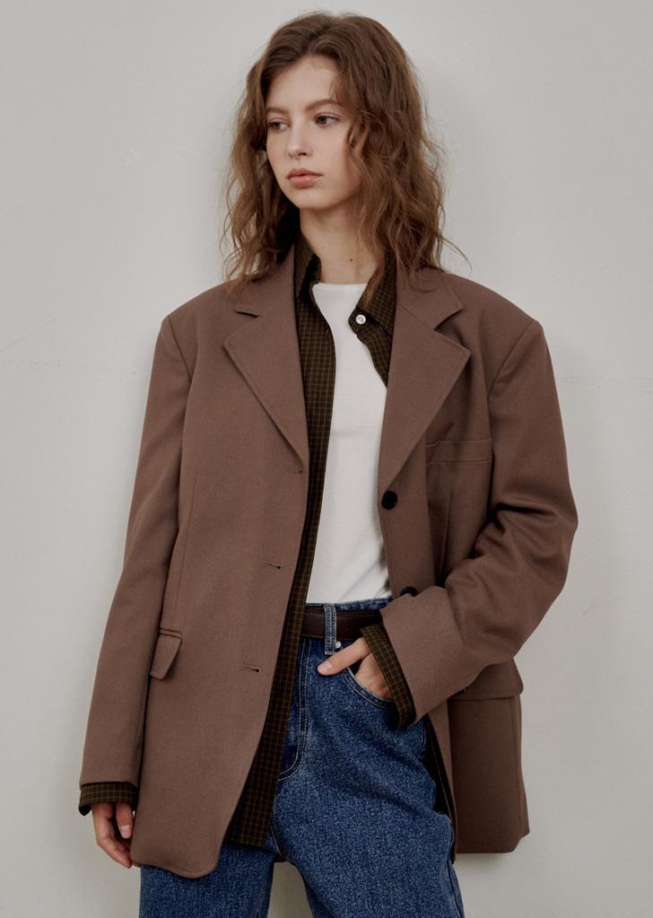 Loose Fit Tailored Jacket Brown