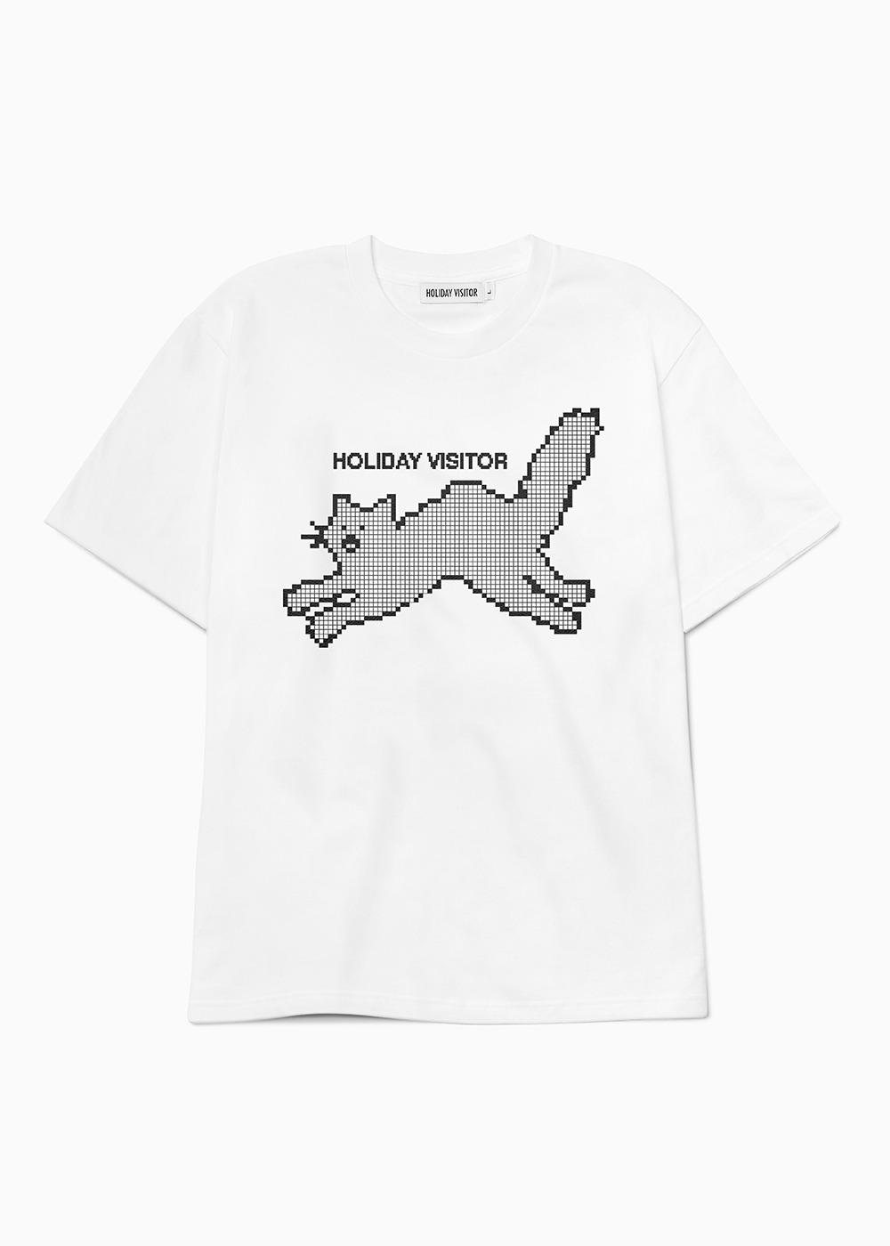 도트 고양이 티셔츠 화이트