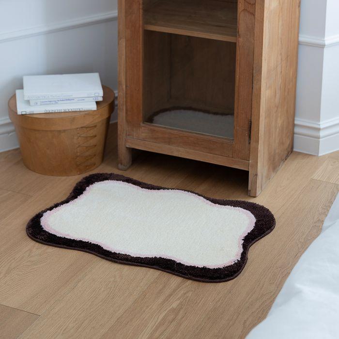 웨이브 도어 화장실 주방 욕실 발매트 러그 브라운&핑크 (50x70)