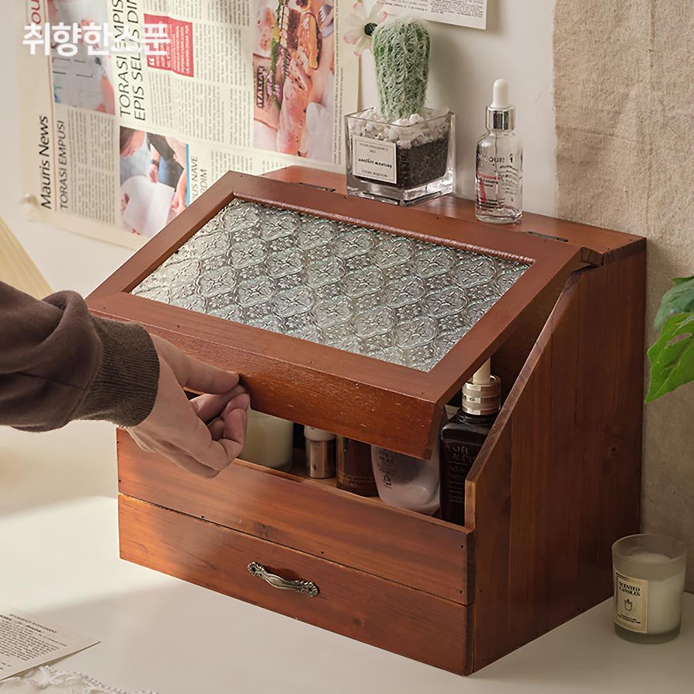 엔틱 원목 화장품보관함 우드 화장품정리함