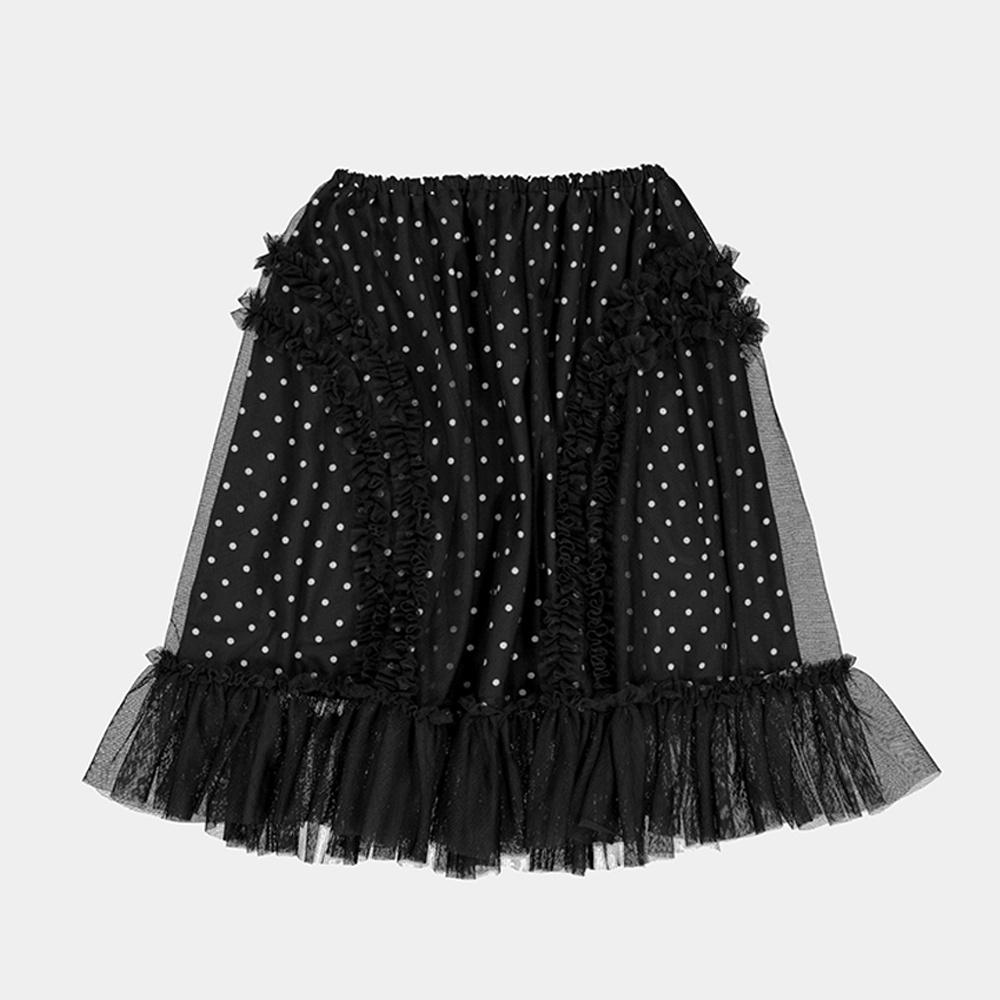 BANDING RUFFLE DOT SHA SKIRT - BLACK