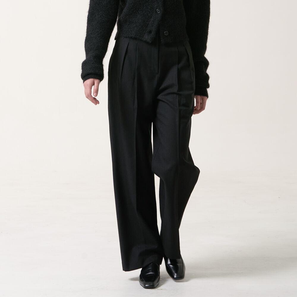 Wool blend wide leg pant – Black