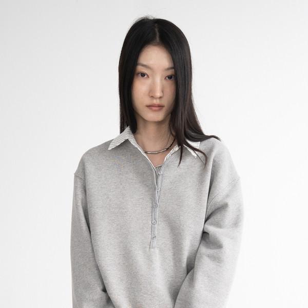 V Button Sweatshirt (Gray)