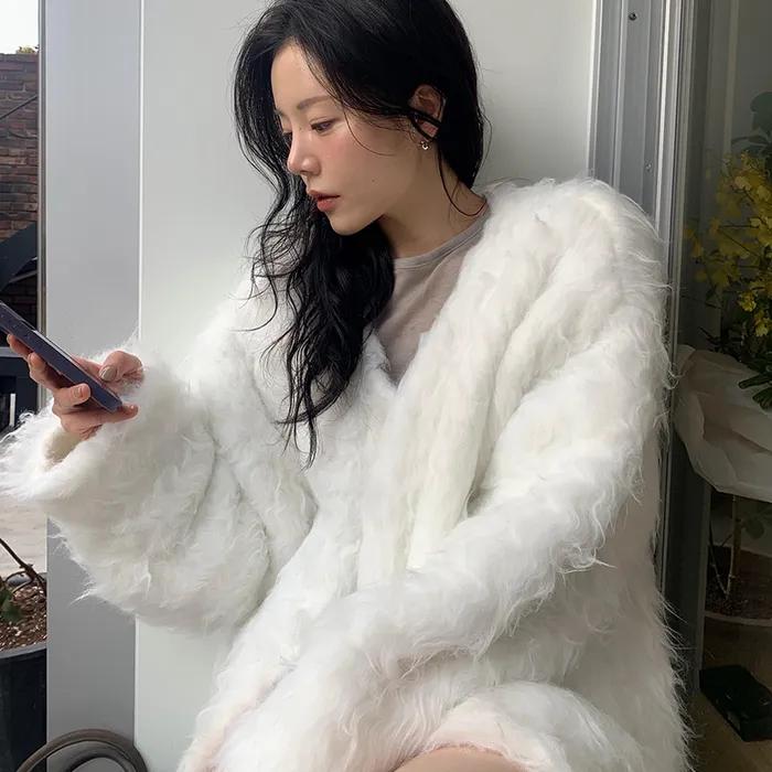 Bluff fur cardigan (ivory)