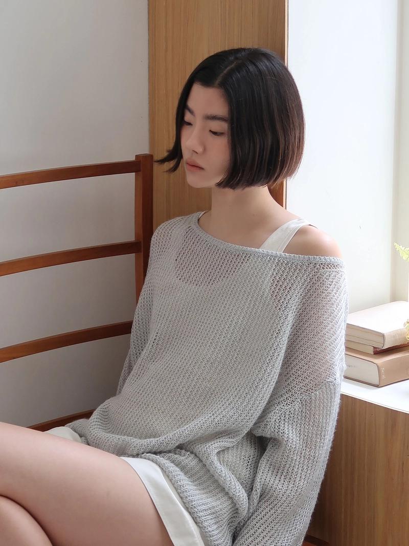 URAGO - [주리, 박소령, 서지연 착용] Paper boatneck loose knit_3colors