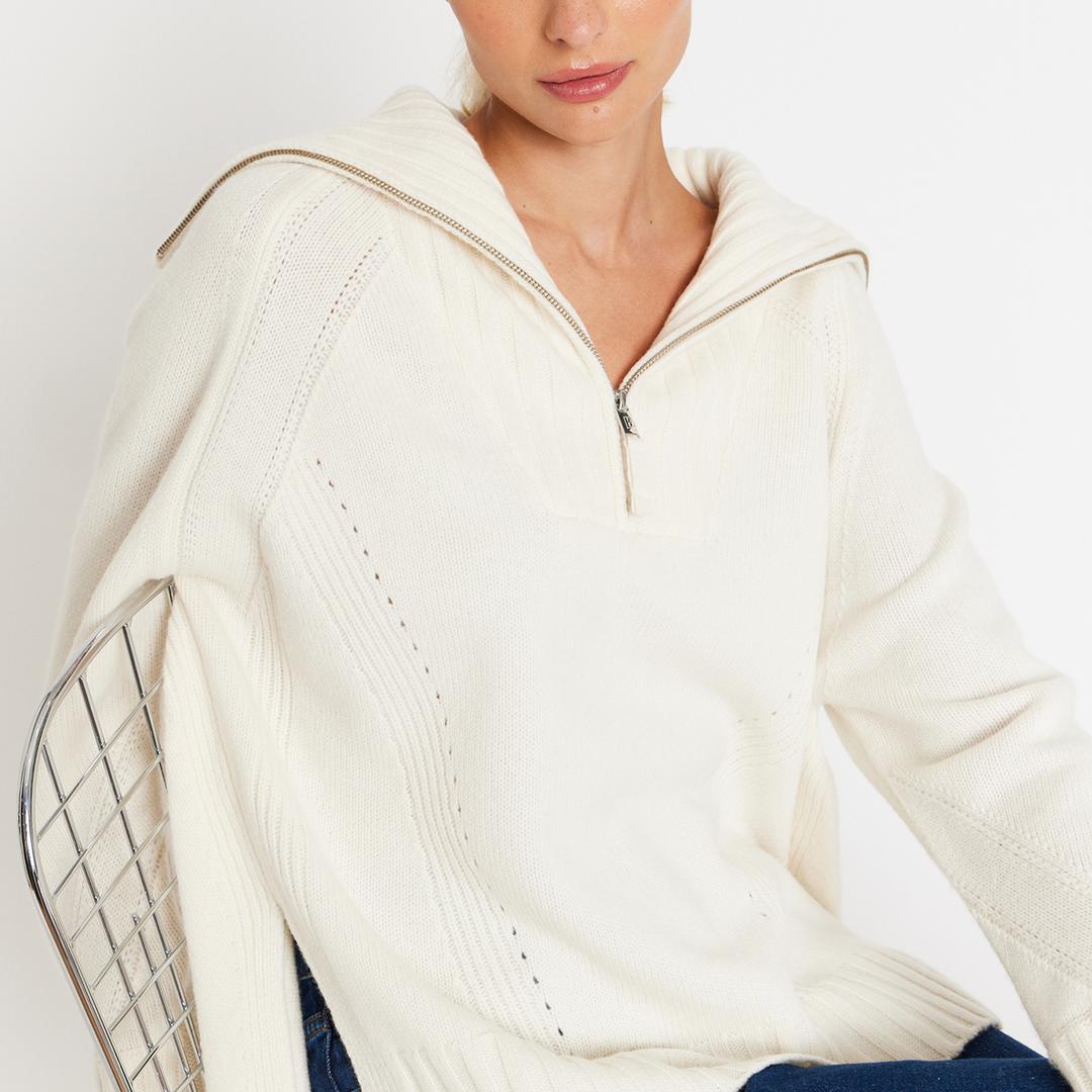 [스타착용] 반집업 울 니트